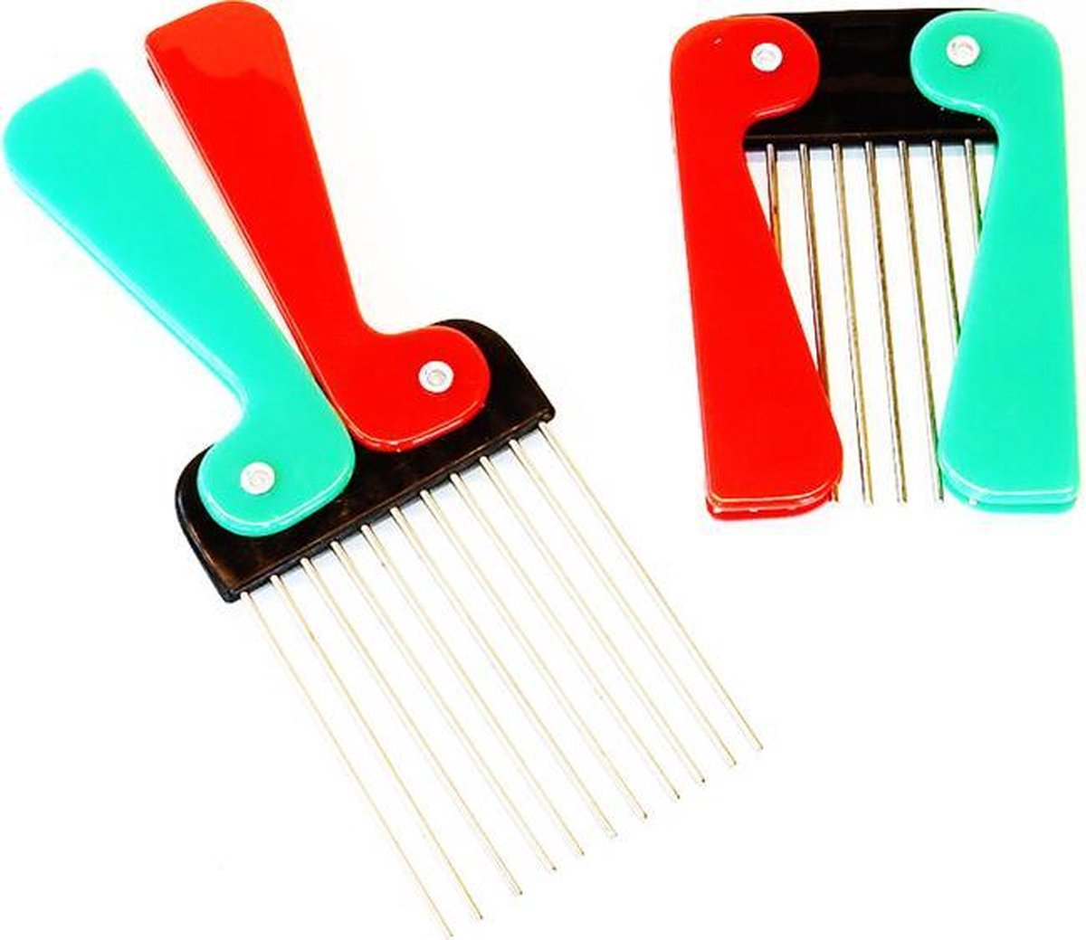 Rojafit Afrokam - Retro-Seventies - Opvouwbaar - 18 x 7 cm. Rood-Groen