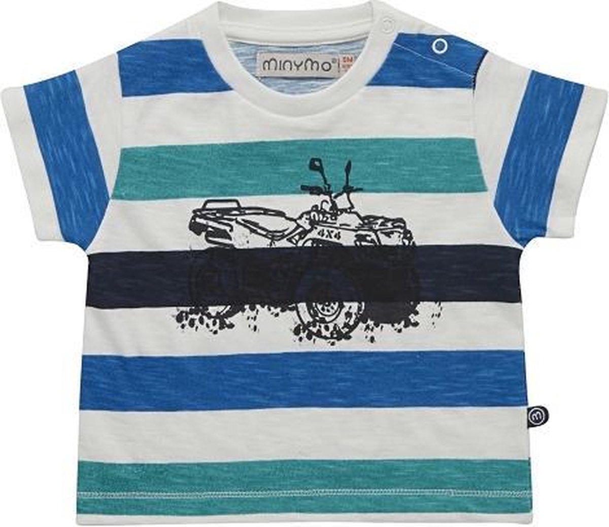 Minymo - jongens T-shirt - streep - wit groen blauw - Maat 140