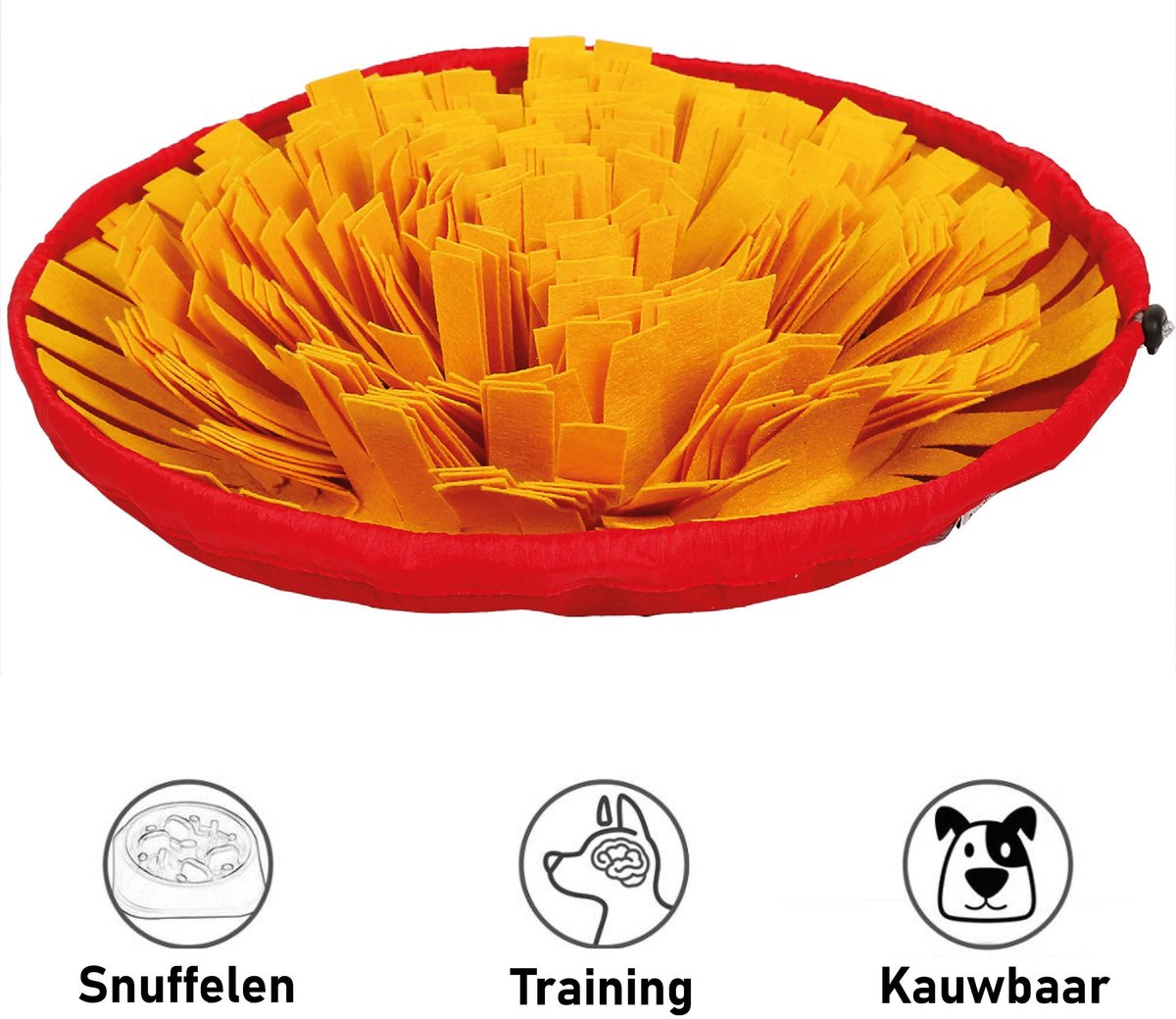 Snuffelmat Hond Kat Honden Speelgoed Puppy Speelgoed Katten Speeltjes - Snuffelmatten Voor Honden en Katten intelligentie - Hersenwerk - Speelmat - Konijnen - Training - Speeltjes - Trainingsmat - Anti-Schrok - Snuffelkleed - Geel / Rood