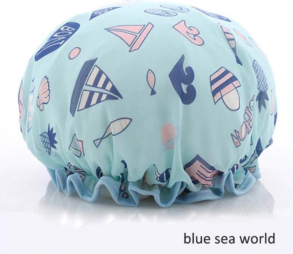 Dikke 1Stuks Douche muts - Shower Cap - Blue Sea World - Waterdicht - BadMuts  - Dubbele Laag - Douchemuts Haar Cover Bedekking - Vrouwen Benodigdheden DoucheCap Badkamer Accessoires