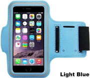 Mobtsupply  Licht Blauw Sportarmband(5.5 tot 6.0 Inch) inclusief Sleutelhouder + Kaarthouder