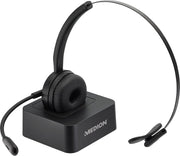 MEDION LIFE E83279 Koptelefoon | Flexibele microfoon | Ingebouwde batterij met lange looptijd | Laadstation | Aanpasbare handgreep | Zachte oorkussens | Plug & Play