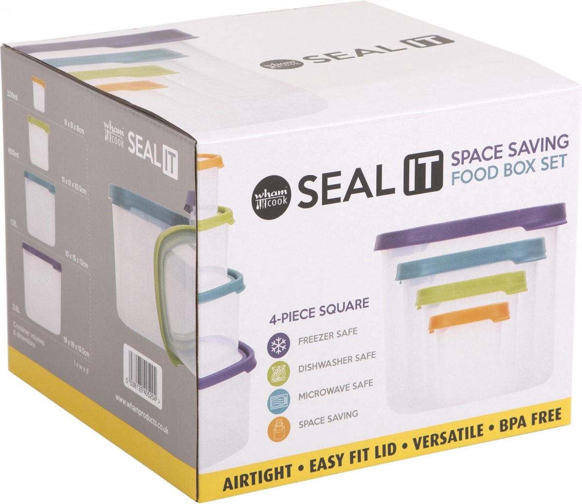Wham Opbergboxen Seal It Stapelbaar 4-delig