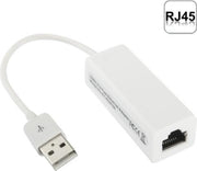 USB 2.0 naar Ethernet Network Adapter | Wit / White|Tot 100MBps|20CM|TrendParts