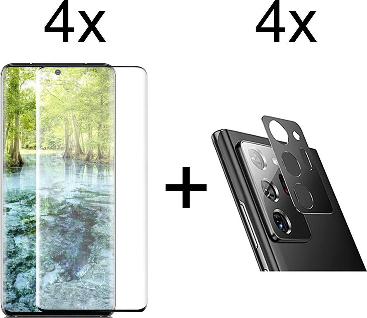 Beschermglas Samsung S20 Ultra screenprotector Full 4 stuks - Samsung Galaxy S20 Ultra screen protector camera lens - 4 stuks - Samsung Galaxy S20 Ultra screenprotector glas