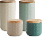 Keramiek voorraadpotten mint - Set 4-delig
