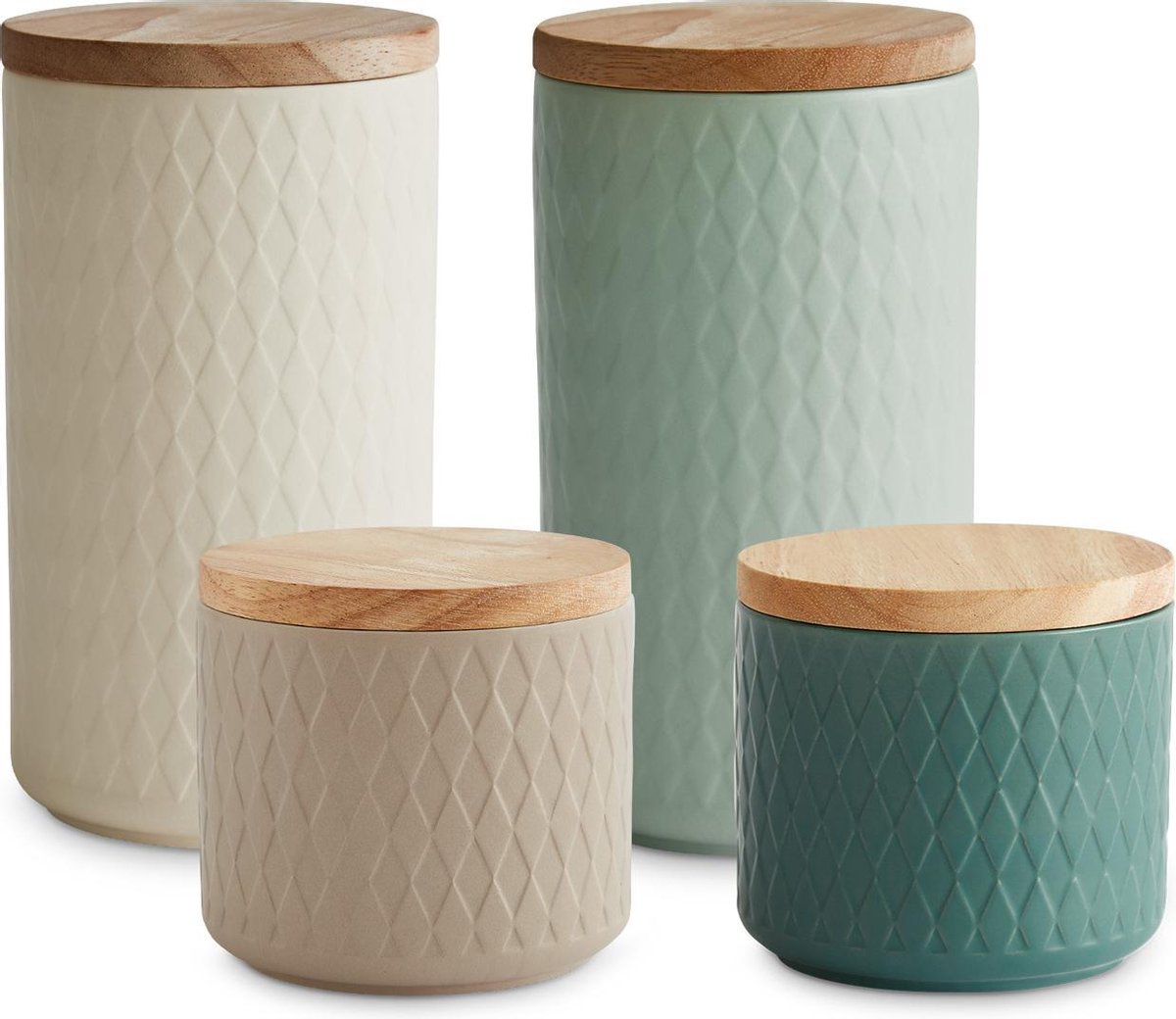 Keramiek voorraadpotten mint - Set 4-delig