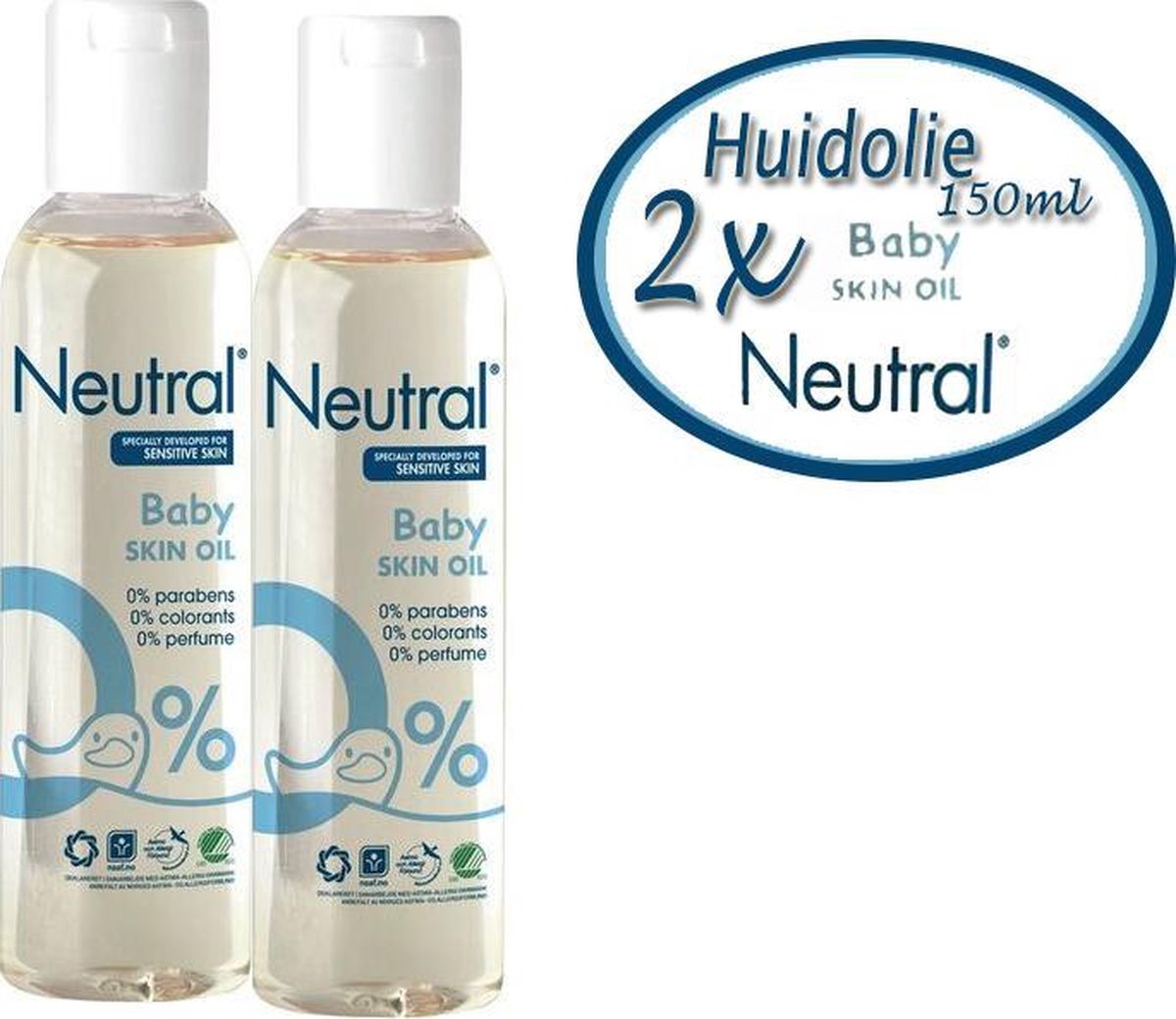 Neutral - Baby Parfumvrije Huidolie - voor de gevoelige babyhuid - 2x  150 ml