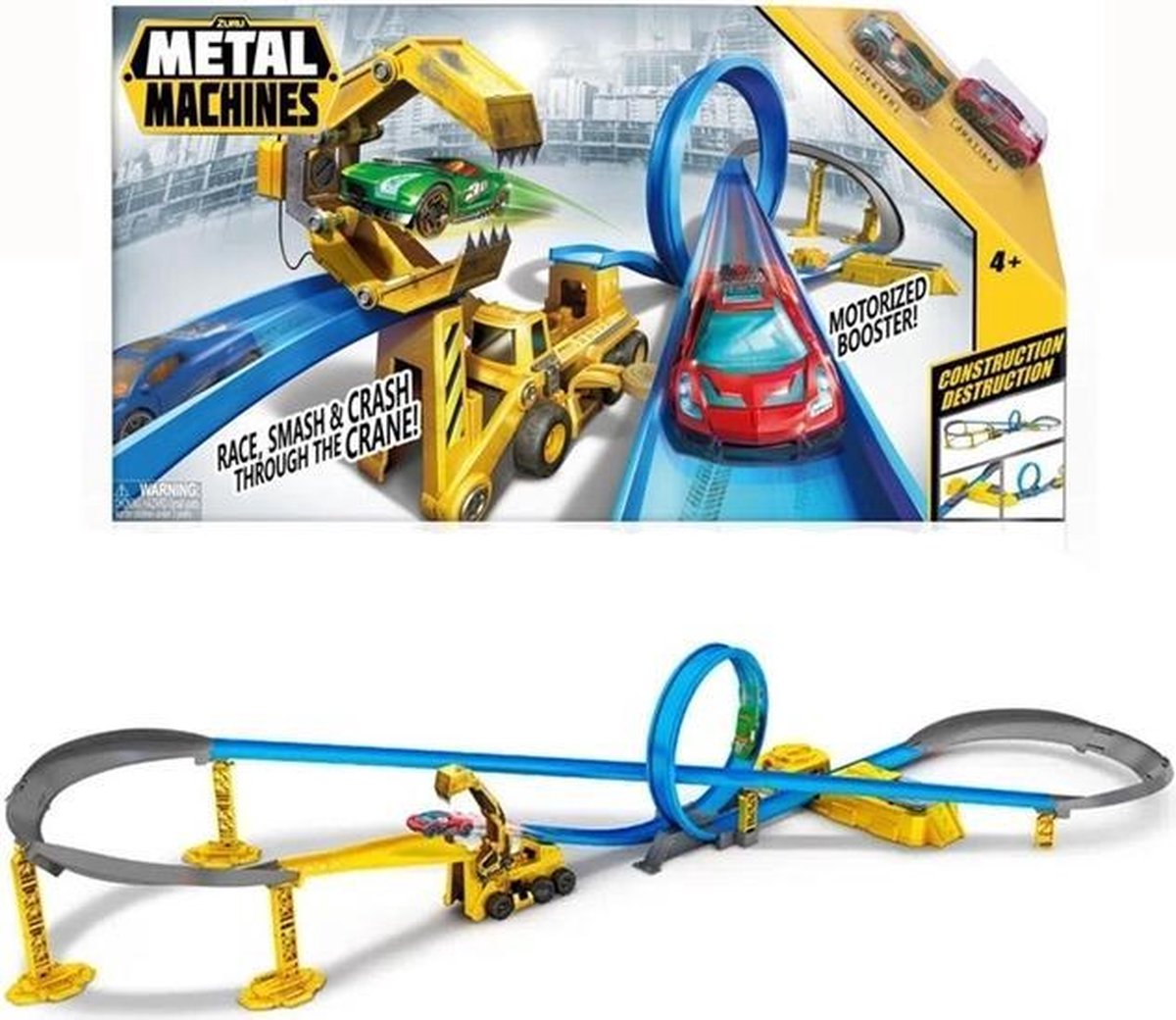 Metal Machines - Playset  Speelset - Track Builder - Construction Destruction - Racebaan - met 2 Die-cast Raceauto's