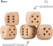 Dobbelspel Hout - XL dobbelstenen - 5 stuks