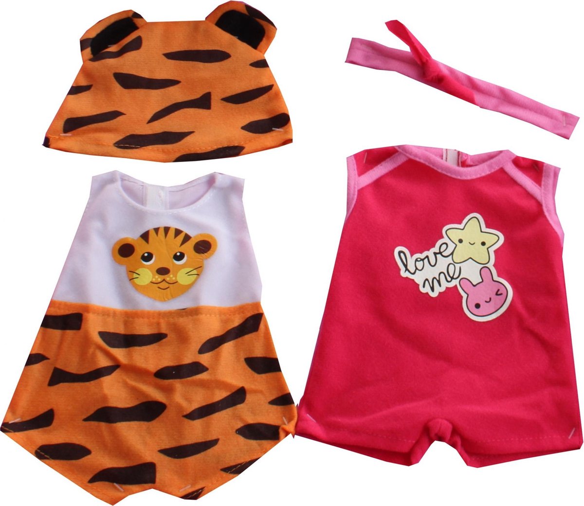 Falca Kledingsetjes Voor Poppen Van 38 Tot 40 Cm Tijger/rood