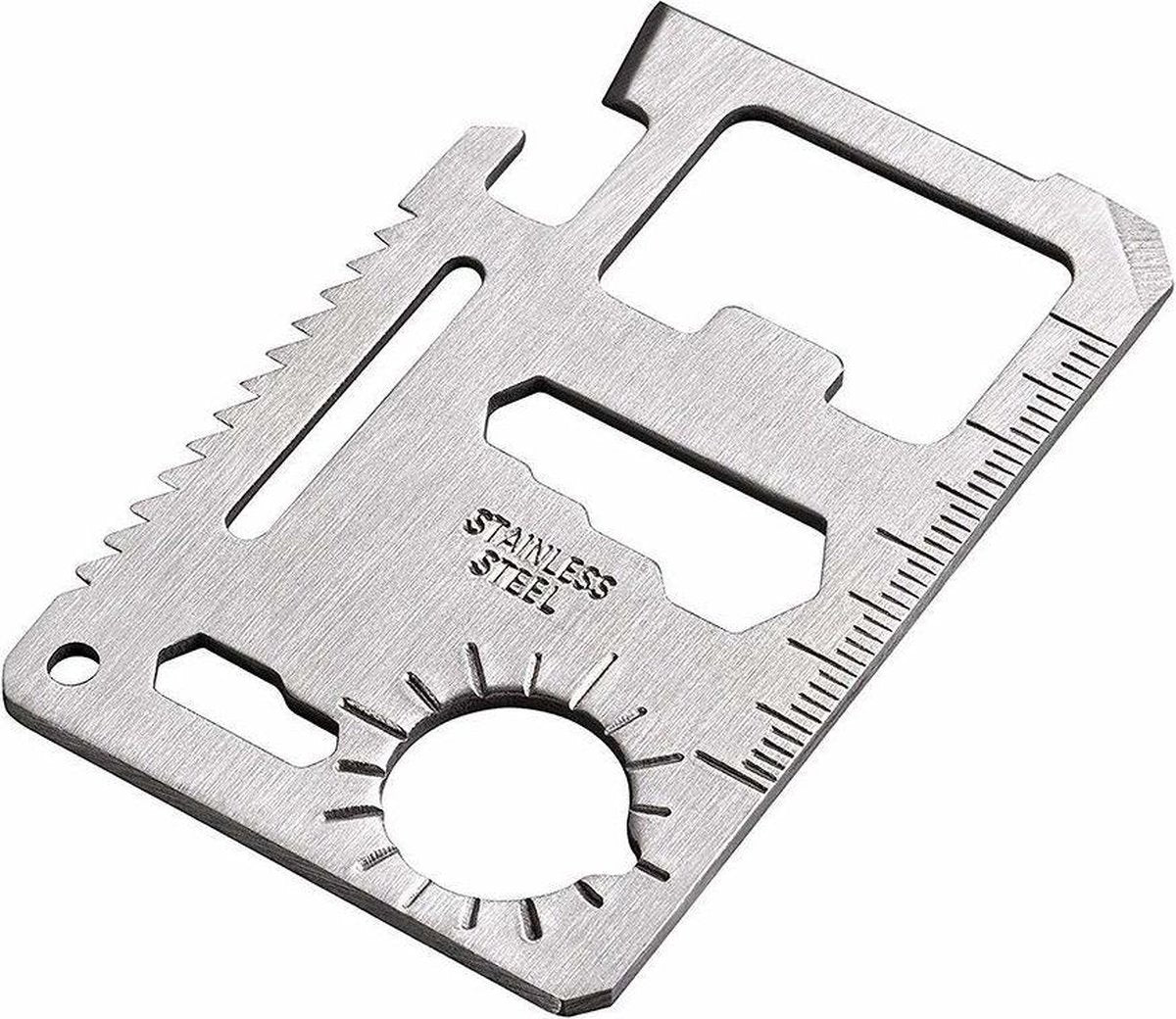 11 in 1 survival multitool RVS | creditcard tool formaat in beschermende hoes