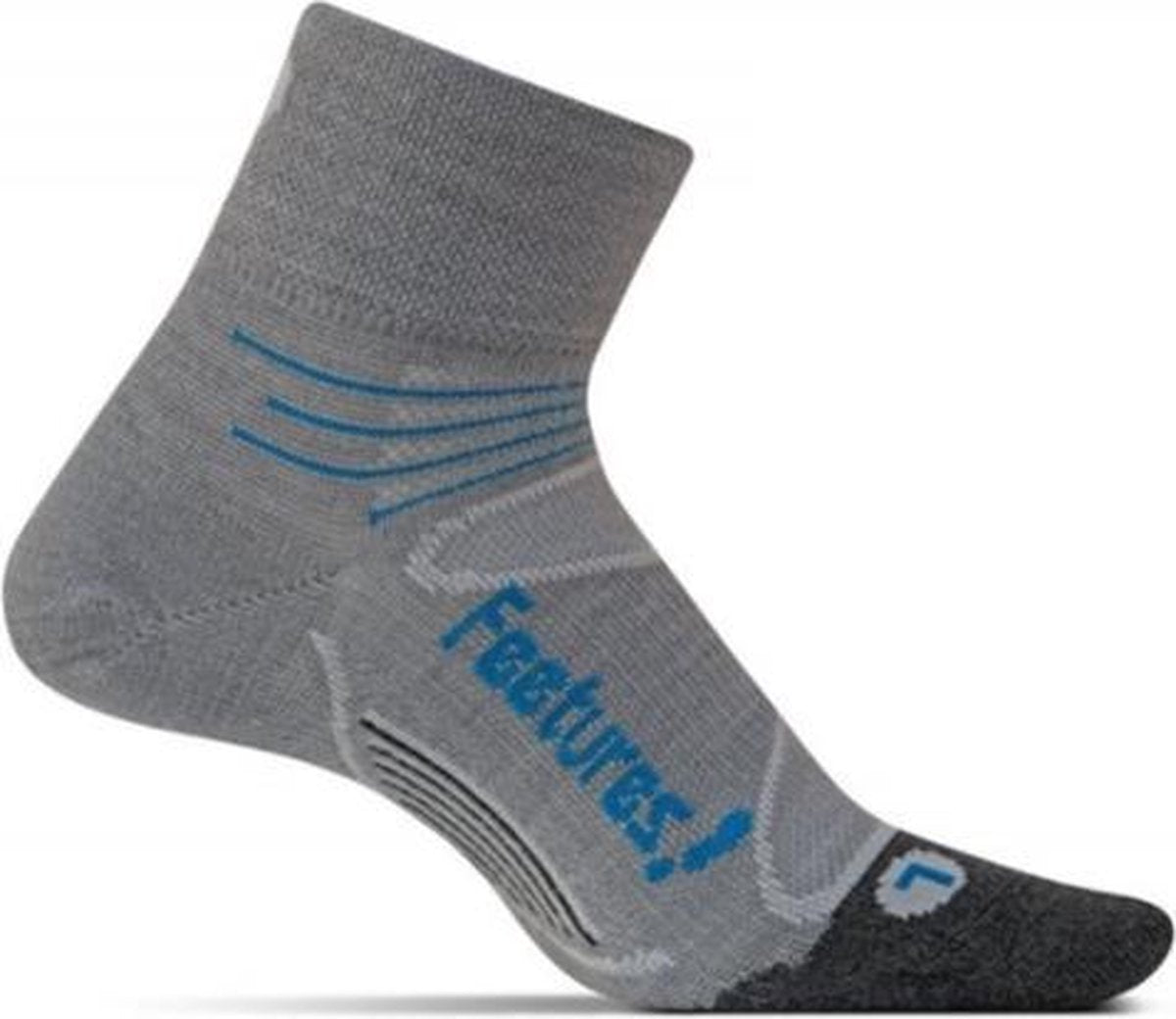 Feetures Elite Merino+ Ultra Light - Hardloopsokken - Sportsokken - Grijs/Zwart - XL