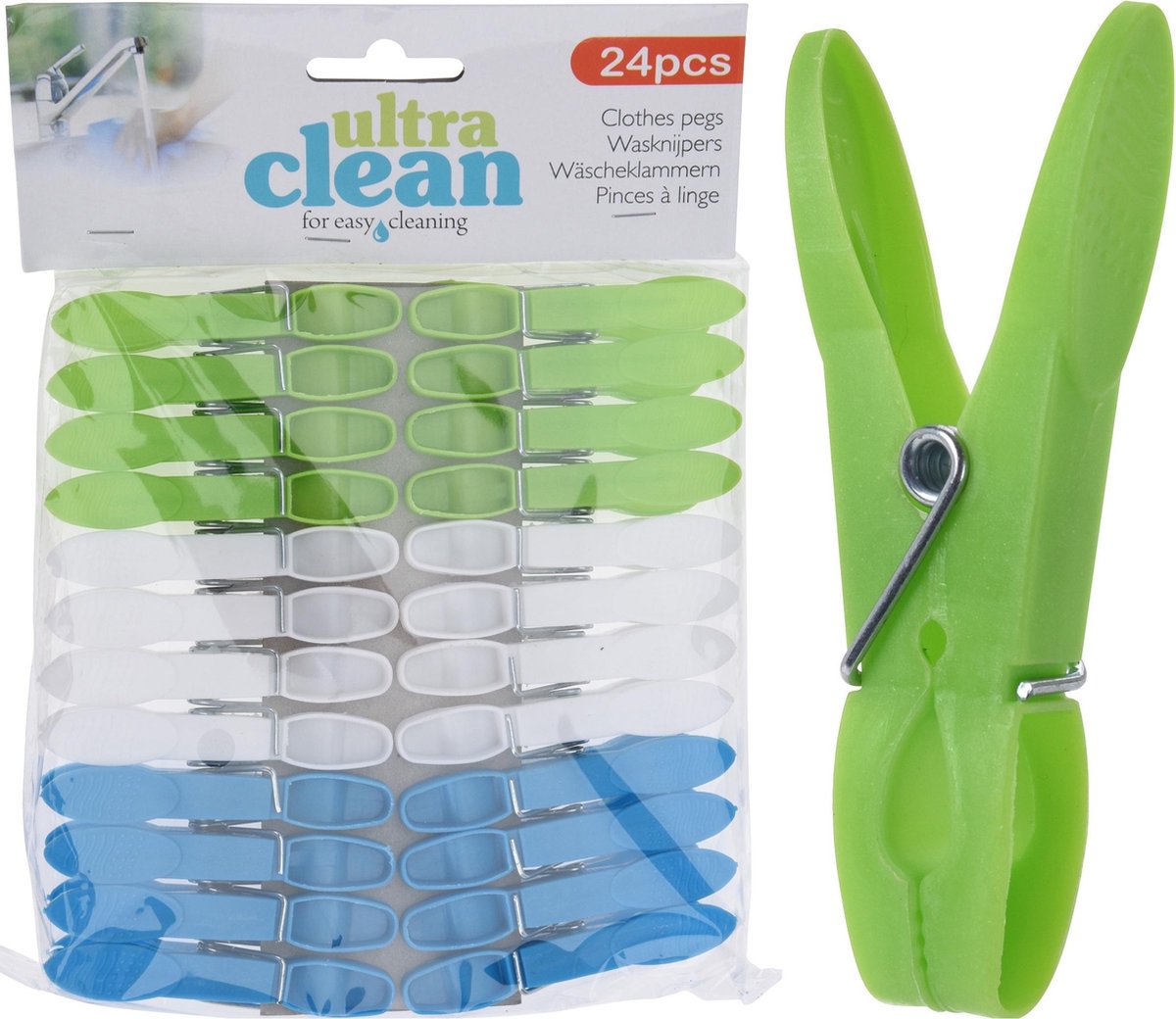 48x Wasknijpers groen/blauw/wit van kunststof 7
