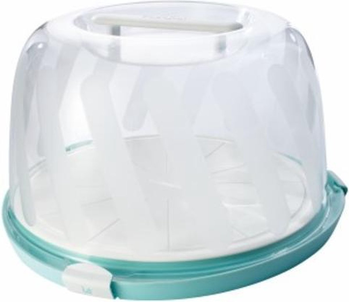 TAARTDOOS ROND 38X38X21 CM  MARBR√â MARCELLO  TRANSPARANT-AQUA KEEEPER  10736