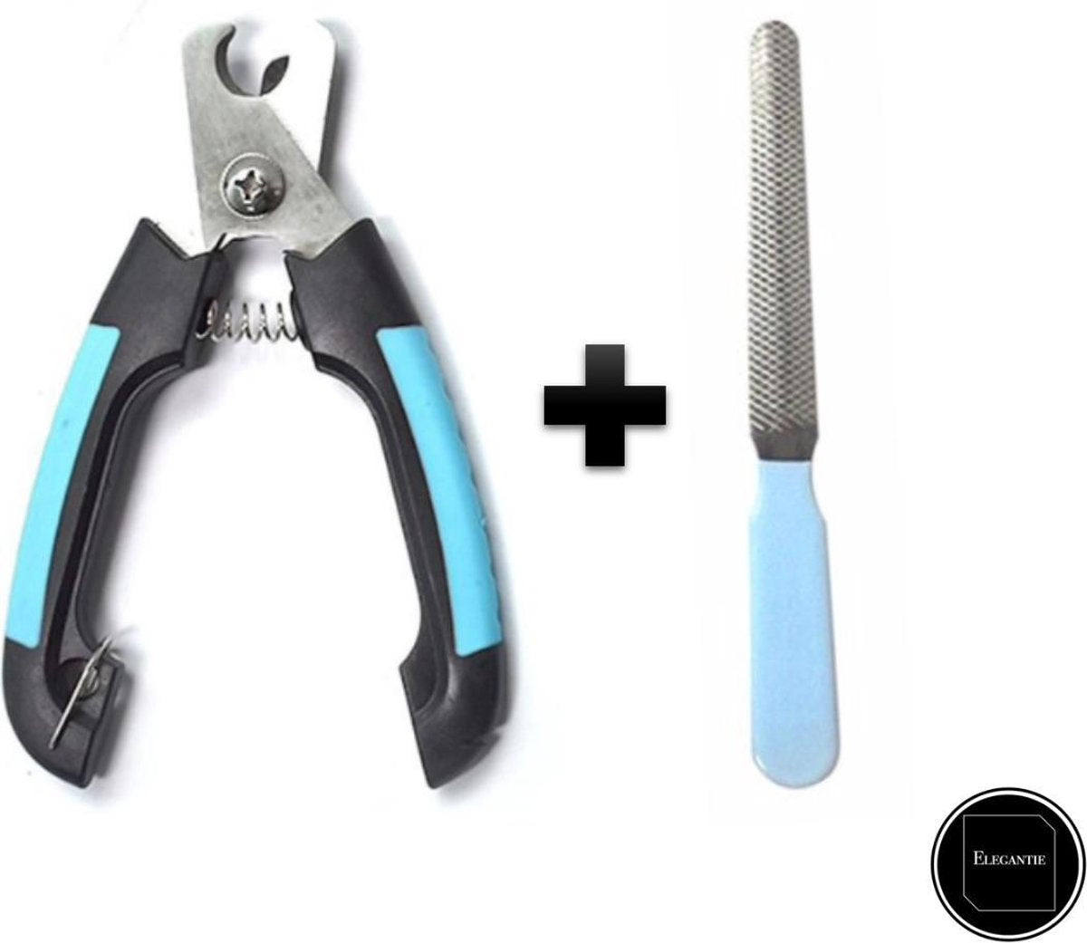 ElegaPet Professionele Nagelknipper Hond L + Nagelvijl - Blauw Zwart - Dier - Nageltang Met Veiligheidsstop Nagelschaar