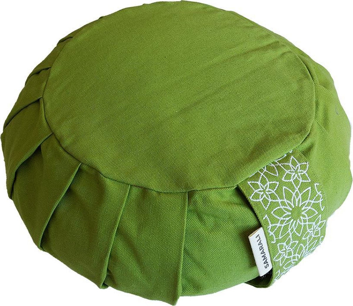 Samarali meditatiekussen rond (Groen) - ethisch geproduceerd van 100% biologisch katoen (GOTS gecertificeerd)| 2lagen | 25 x 25 x 17 cm |Verkrijgbaar in 6 natuurlijke kleuren