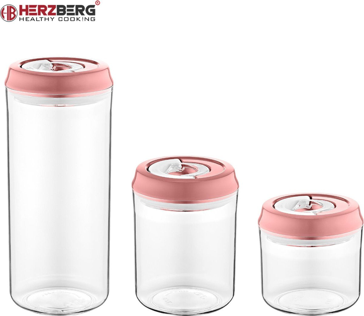Herzberg HG-CK785: Vacuüm-voorraadpotenset -HG-CK785 - Roos