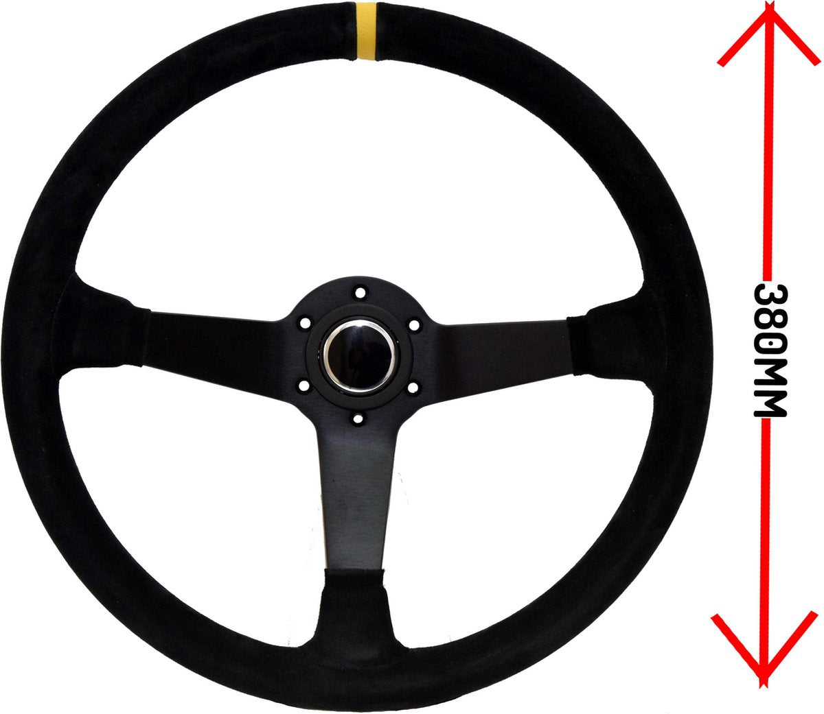L-Tec Sportstuur 3 Spaaks 380mm suede 65mm diep