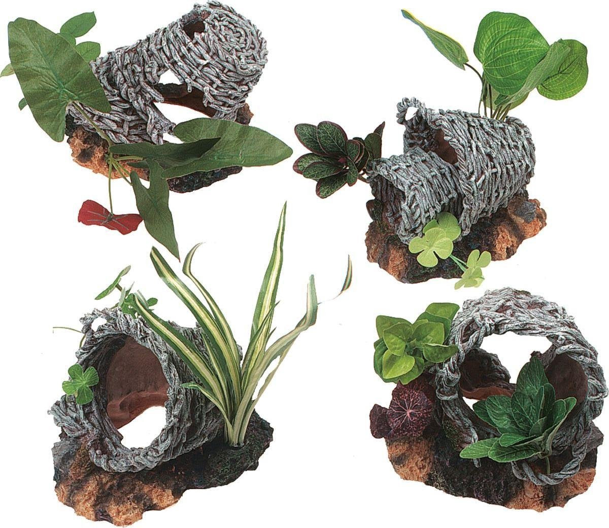 Aquarium decoratie Mand met Planten L