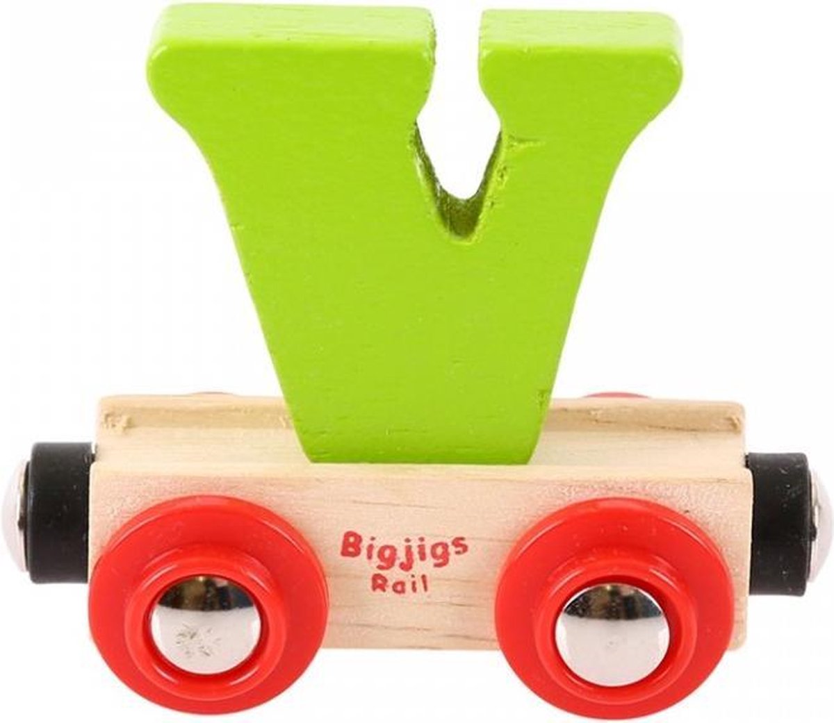 Bigjigs - Rails - Naamtrein - Letter V - Groen