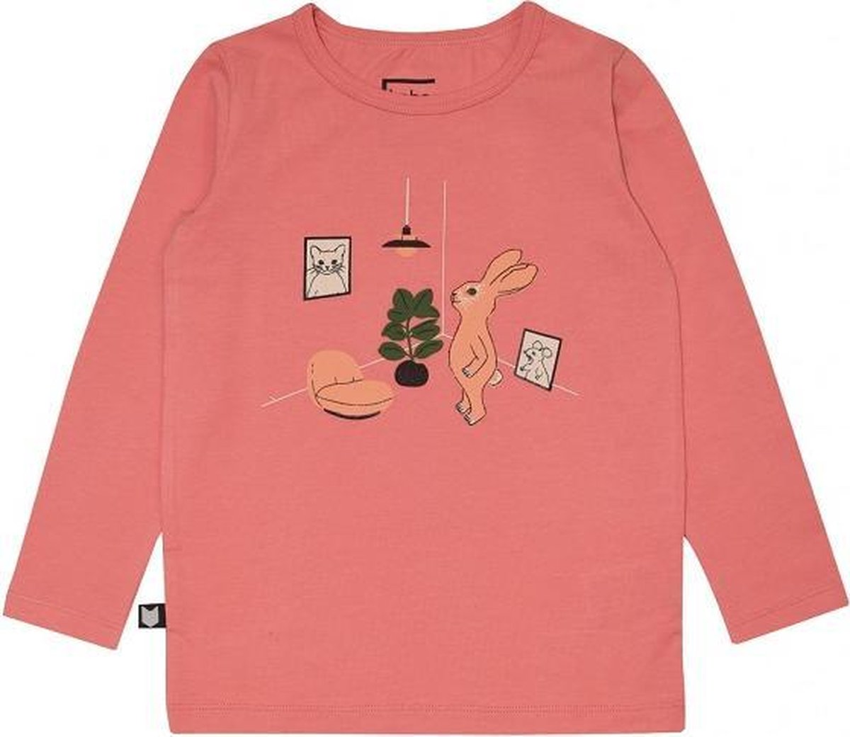 HEBE - meisjes shirt - lange mouwen - konijn - roze - Maat 98/104