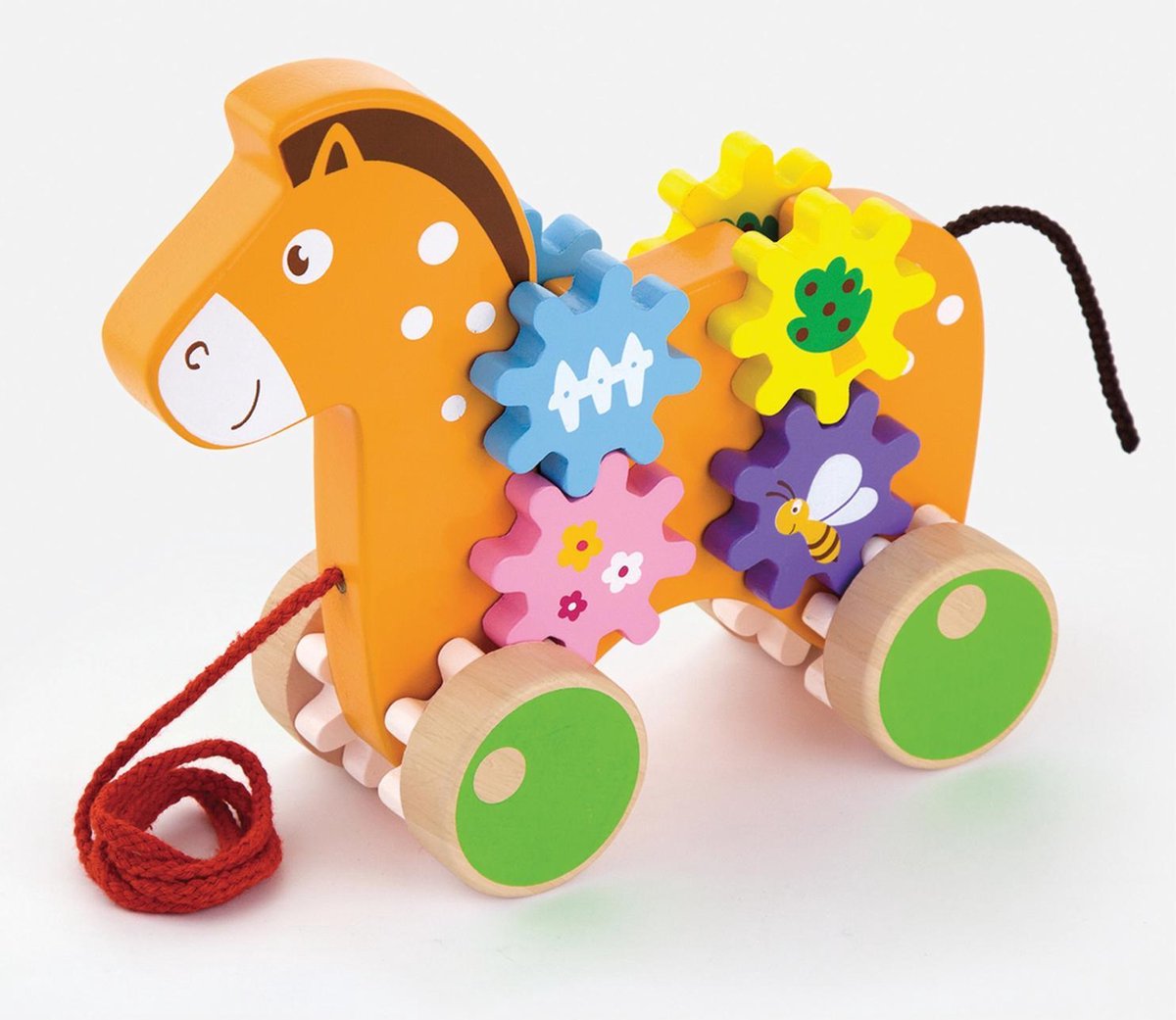 Paard met roterende tandwielen