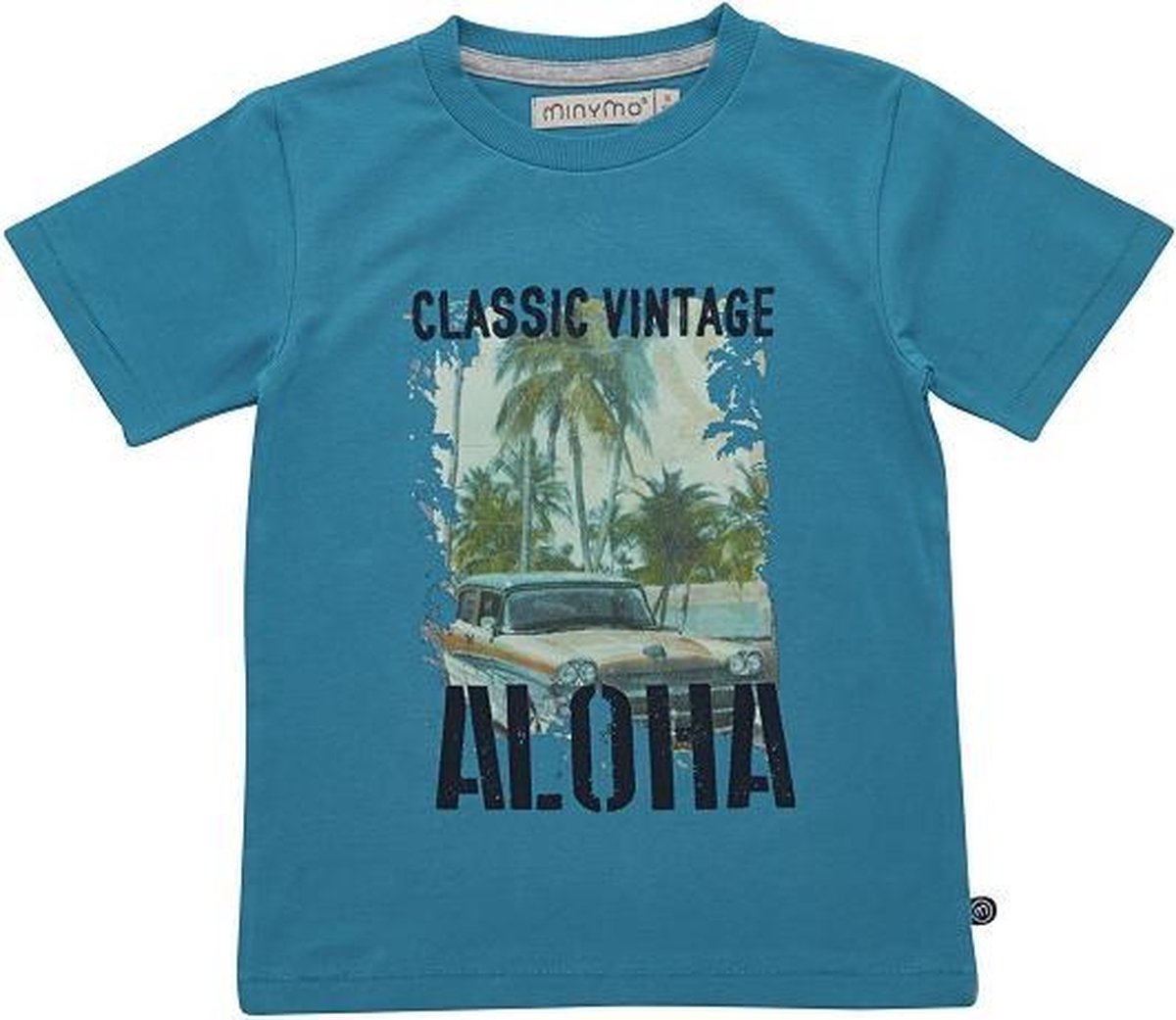 Minymo - jongens T-shirt - car - blauw - Maat 104