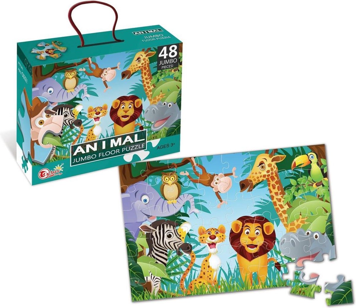 Vloerpuzzel Dieren - 90x60 Cm - 48 Stuks