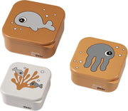 Done By Deer Sea Friends Snackbox Mustard / Grey 3 Stuks