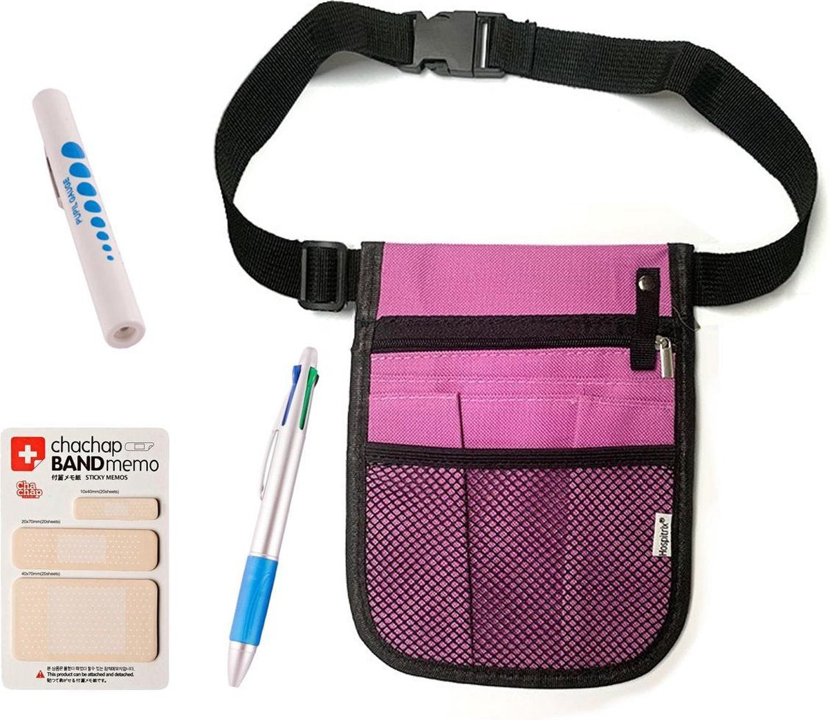 Hospitrix Verpleegkunde Buidel LAVENDEL met Gratis Inhoud - Organizer / Tasje voor Verpleegkundigen met Gratis Memoblaadjes + Penlight + Vierkleurenpen