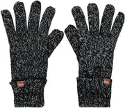 Zwart/grijs gemeleerde gebreide handschoenen voor kinderen - One size - Warme fleece voering handschoenen voor jongens/meisjes