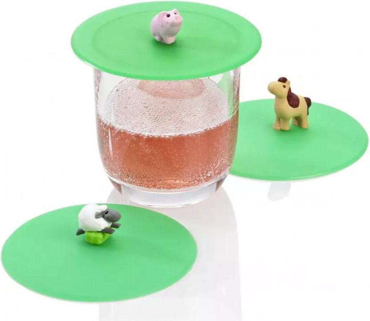 Lurch - siliconen deksel voor drinkglas - set 6 st. - groen - 10.5cm