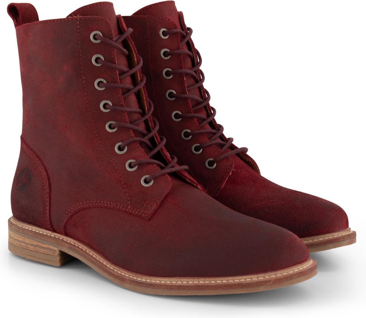 Travelin' Versailles Suede - Dames enkellaarsjes - Hoge veterschoenen - Rood leer - Maat 42