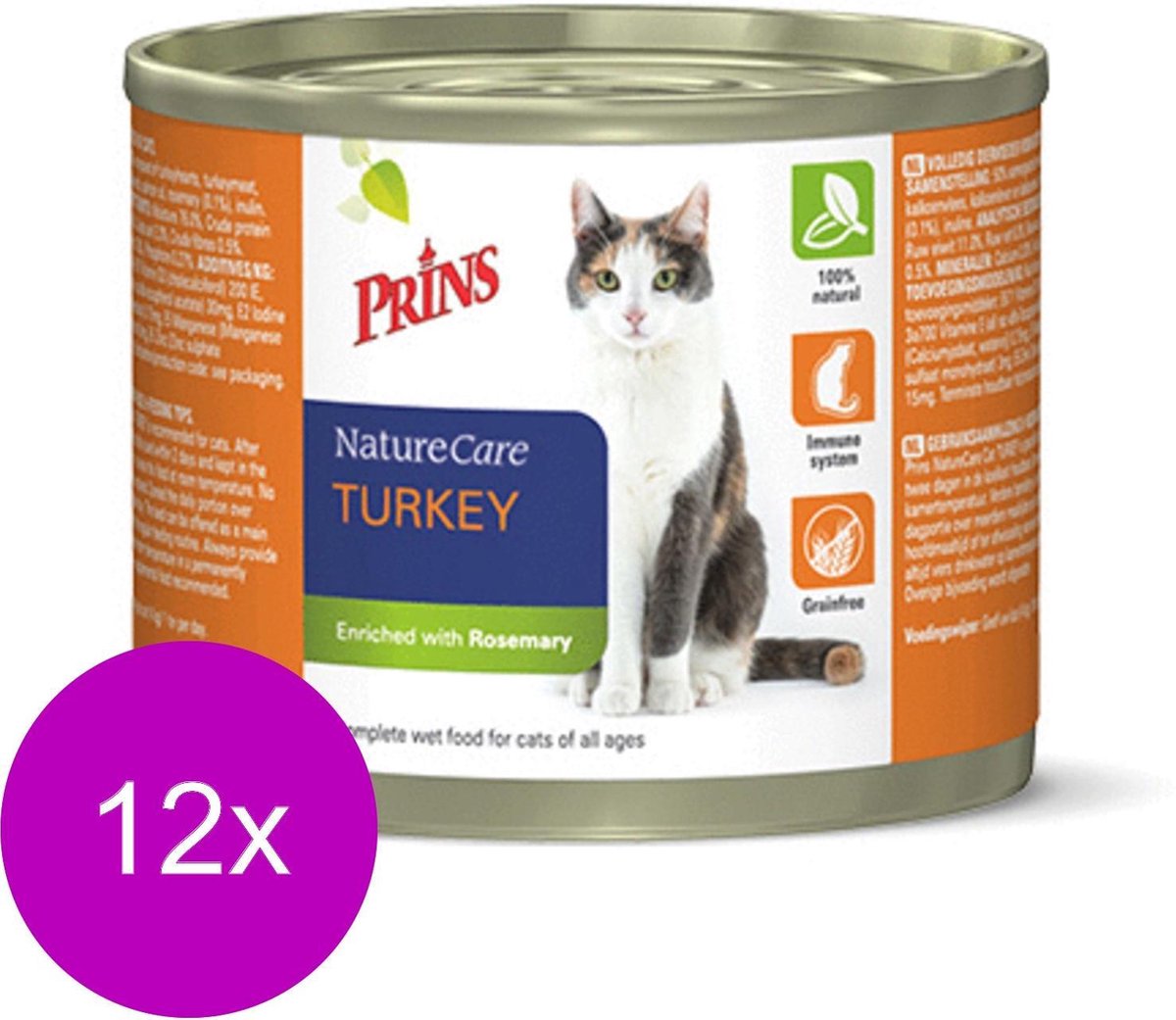 Prins Naturecare Cat Kalkoen - Kattenvoer - 12 x 200 g