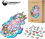 Luminero™  Houten Eenhoorn Jigsaw Puzzel - A5 Formaat Jigsaw - Unieke 3D Puzzels - Huisdecoratie - Wooden Puzzle - Volwassenen & Kinderen - Incl. Houten Doos