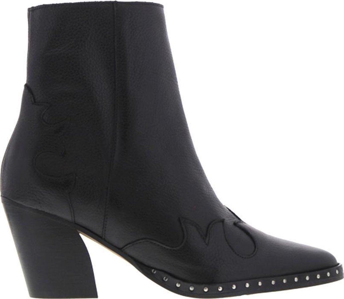 Tango | Ella oblique 12-b black leather boot - black heel/sole/studs welt | Maat: 41