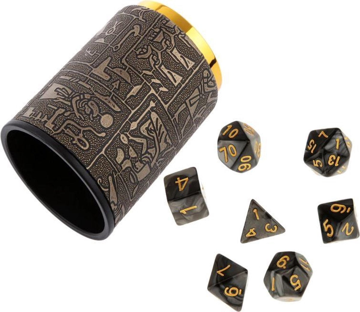Dice cup en 7 delige set dobbelstenen voor Dungeon & Dragons (D&D) - Inclusief opbergzakje