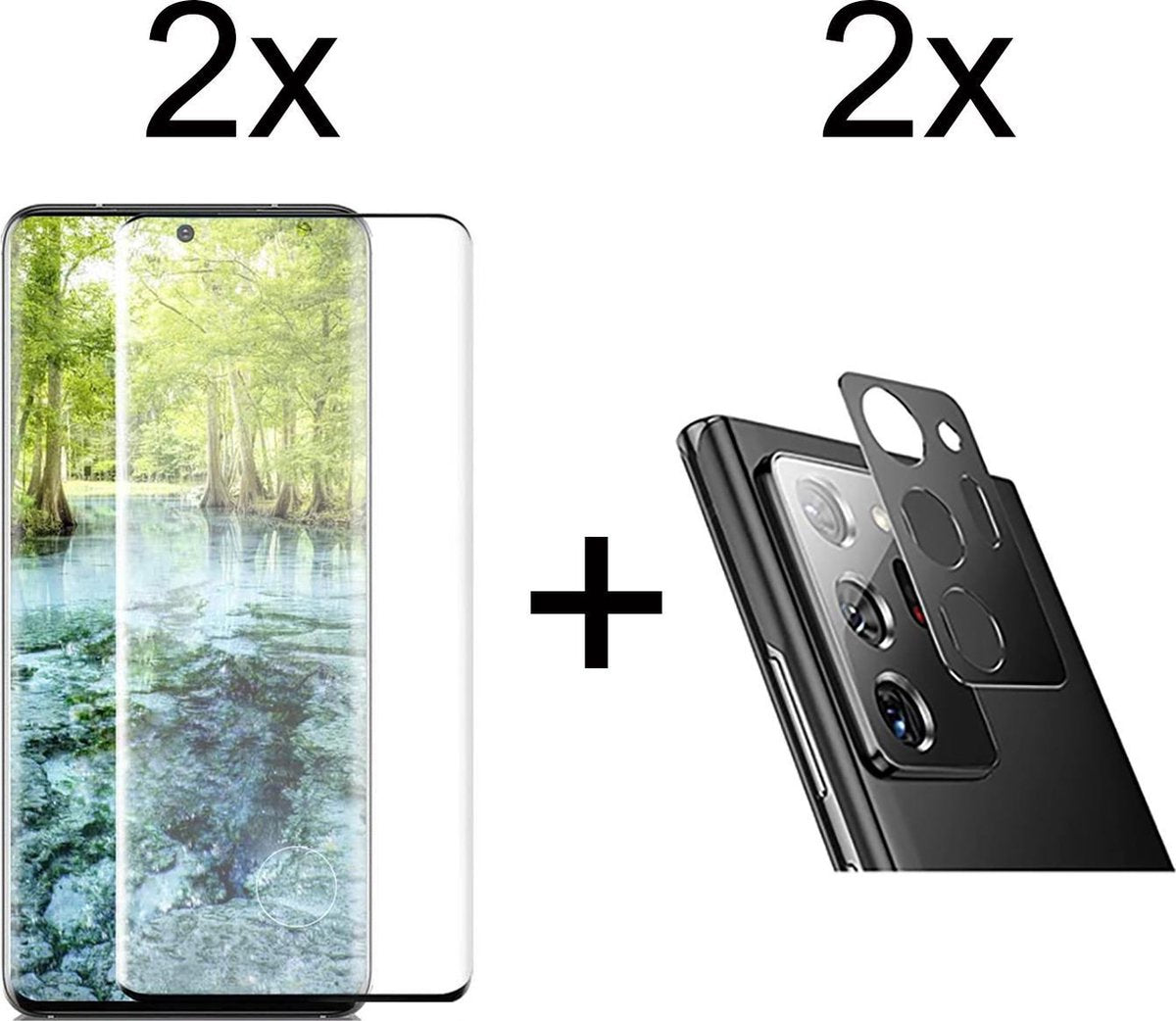 Beschermglas Samsung S20 Ultra screenprotector Full 2 stuks - Samsung Galaxy S20 Ultra screen protector camera lens - 2 stuks - Samsung Galaxy S20 Ultra screenprotector glas