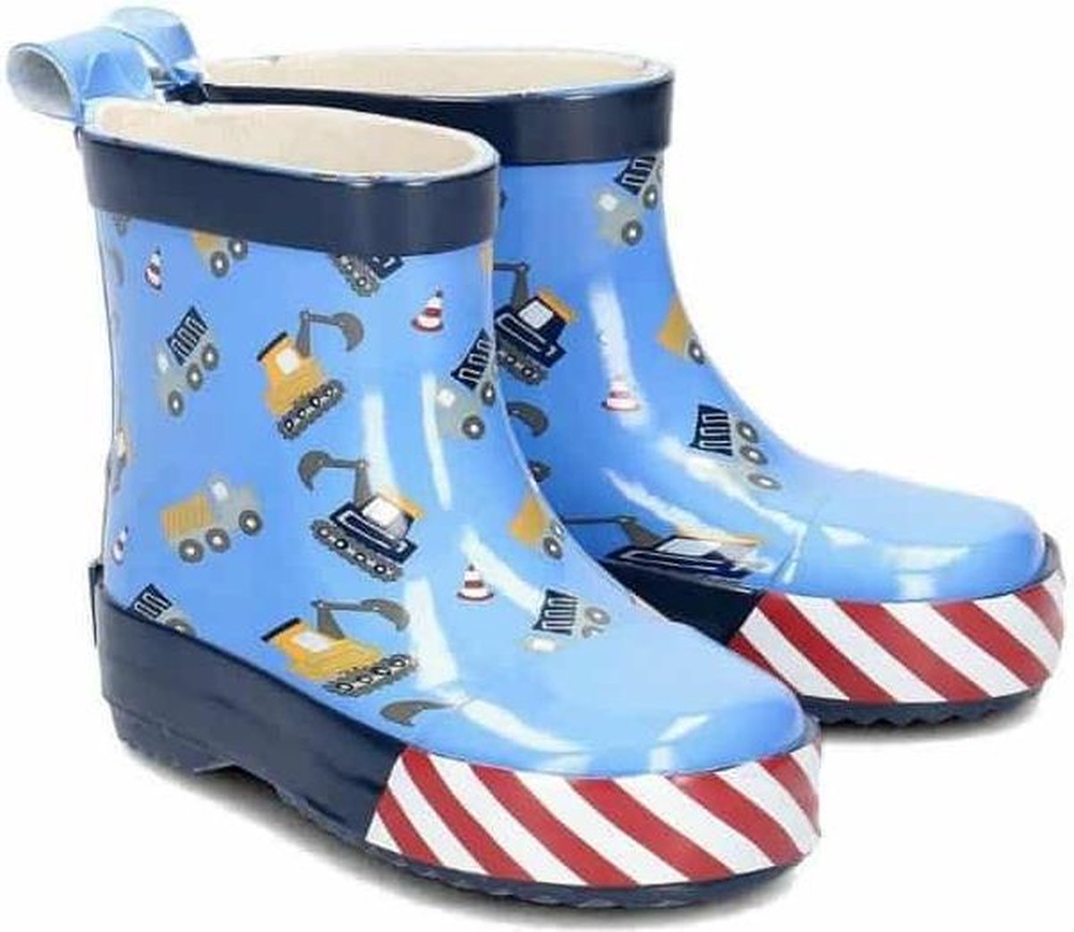Playshoes halfhoge regenlaarzen blauw bouwmachines