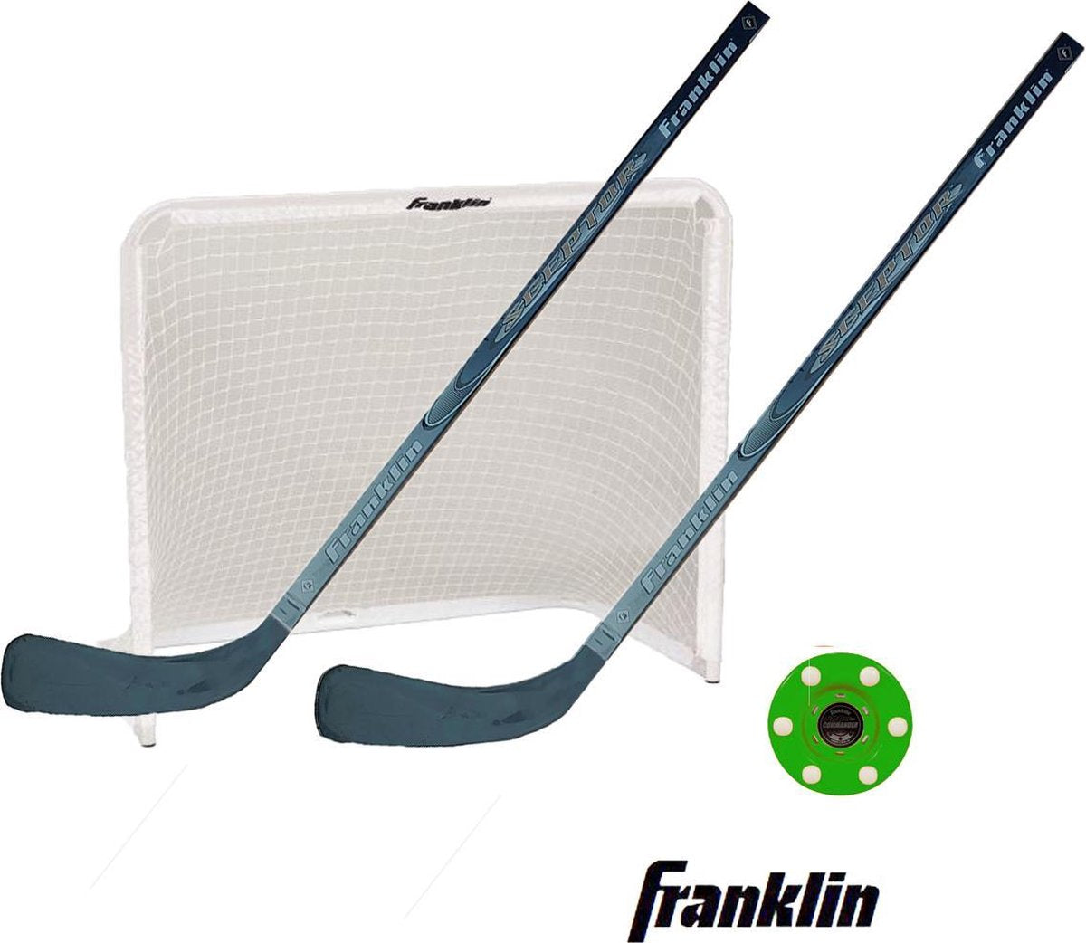 Franklin complete straathockey set - 2 sticks (met 1 reserve) / Pro Commander Puck / Metalen doel
