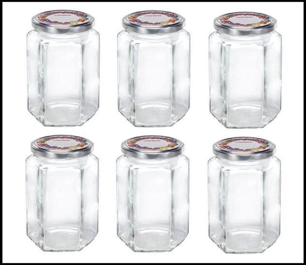 Leifheit 3211 Jampot Zeshoekig 770ml Glas/Zilver (set van 6 stuks)