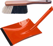 Stoffer en blik rood/bruin van metaal met lip voor binnen - Zachte stoffers/handvegers