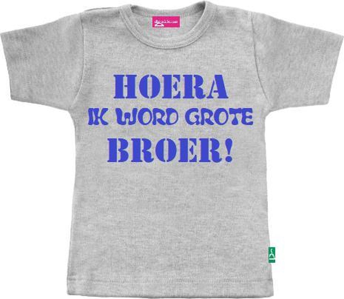 T-shirt korte mouw | Hoera ik word grote broer! | mêlee grijs | maat 74/80