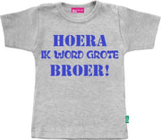 T-shirt korte mouw | Hoera ik word grote broer! | mêlee grijs | maat 74/80