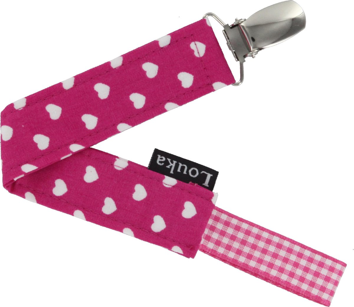 Louka speenkoord hartjes fuchsia