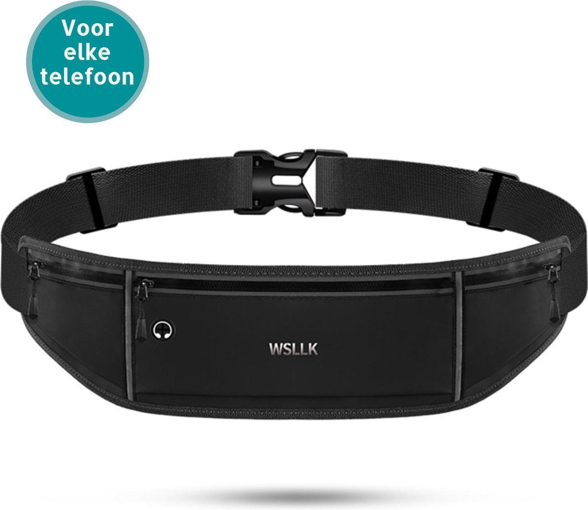Hardloopriem - Hardloopband - Heupband - Sport band - Running belt - Verstelbaar & Waterdicht - Unisex - Zwart - Maat 60 t/m 110