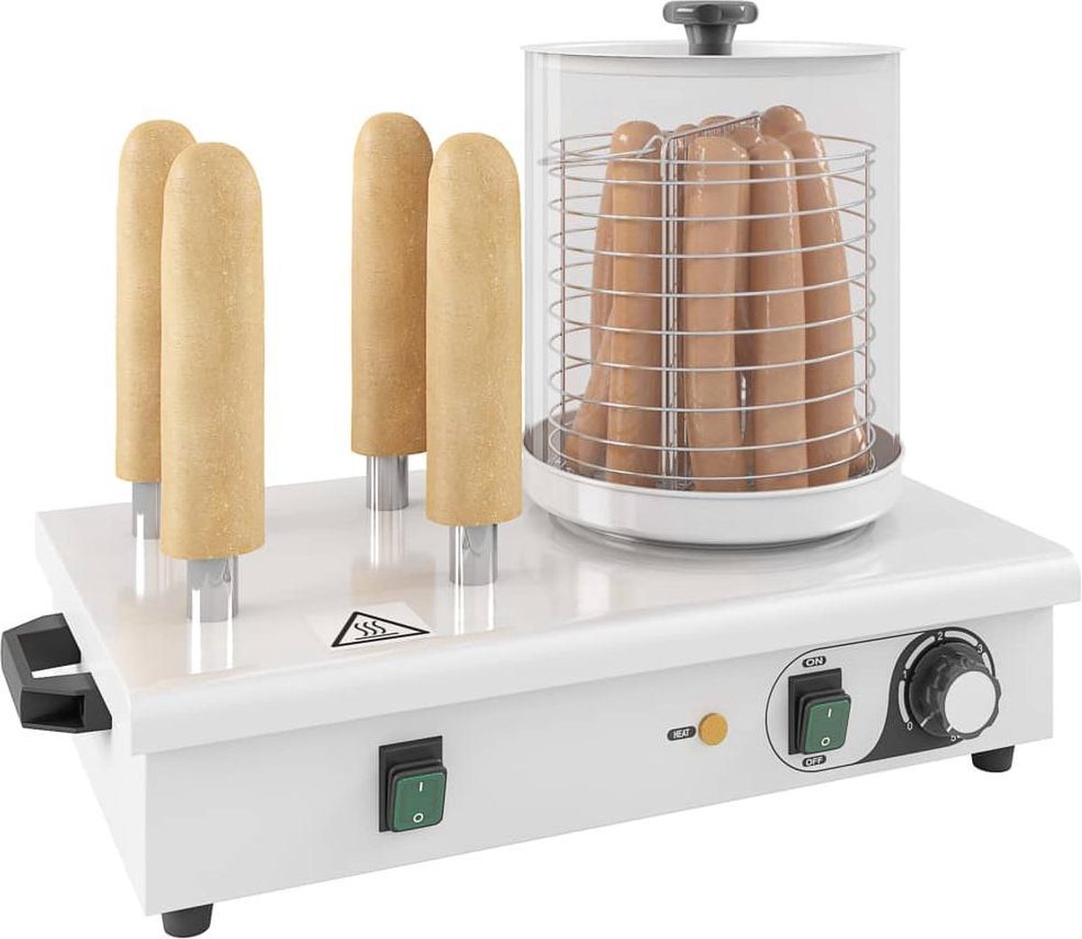 vidaXL Hotdog verwarmer met 4 staven 550 W roestvrij staal