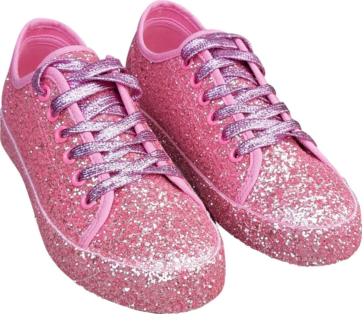 Dames – glitter sneaker - rock ’n roll schoen – gay pride - party shoe - shine schoe – jaren 60 - De Toppers - feest – festival - kerstmis - carnaval – roze – 38