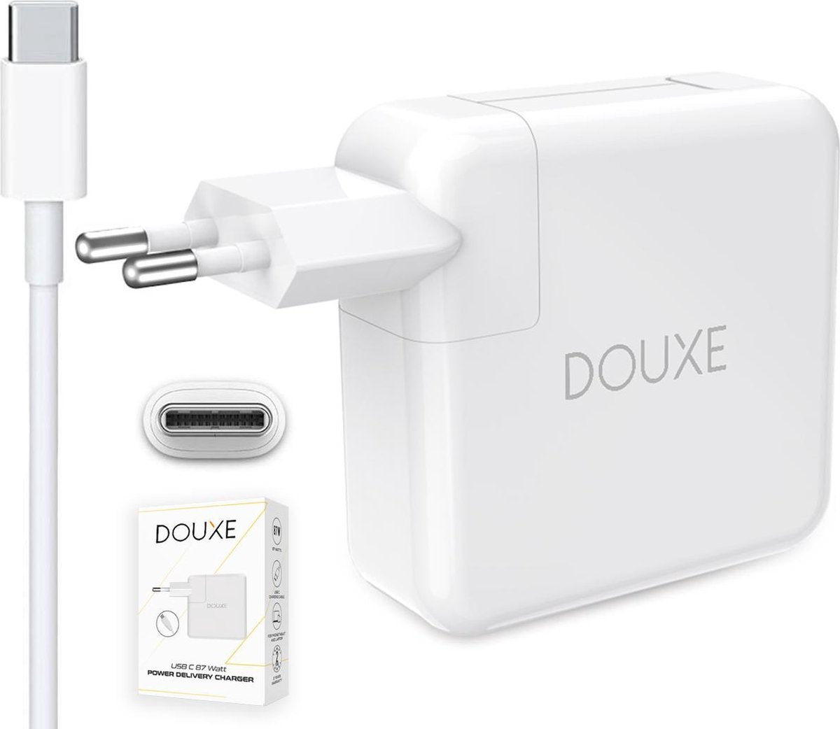 USB-C 87W Power Delivery Charger voor Macbook en andere USB-C devices - Douxe